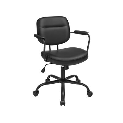 Sedia da ufficio in PU con braccioli in nero corvino, 60 x 60 x (87-97) cm (P x L x A) Altezza seduta: 43-53 cm Dimensioni seduta: 47 x 51 cm (P x L) Altezza braccioli (dalla seduta): 26 cm