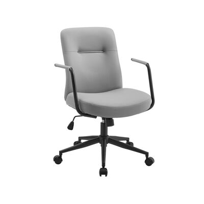 Sedia da ufficio con schienale e seduta curva, grigio tortora, 60 x 60 x (93-103) cm (P x L x A) Altezza seduta (da terra): 43-51 cm Altezza bracciolo (da seduta): 34 cm Dimensioni seduta: 46 x 49 cm (P x L) Altezza schienale: 55 cm