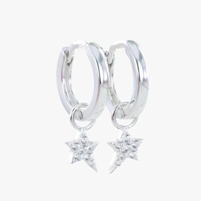 Starry Night Pave Hoop Earrings