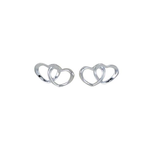 Twin Hearts Sterling Silver Stud Earrings