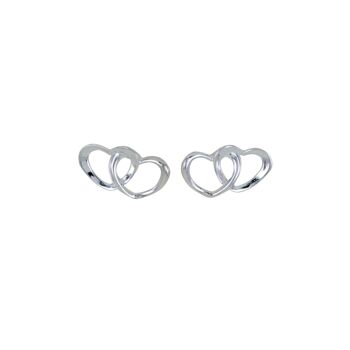 Boucles d'oreilles en argent sterling à cœurs jumeaux 1