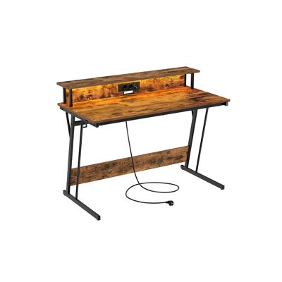 Desk with power strip 60 x 120 x 76 cm vintage brown