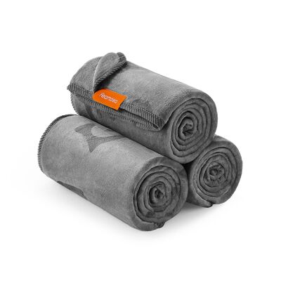Dog blanket set of 3 XL washable slate gray, 60 x 40 cm