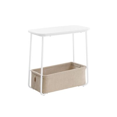 Mesa auxiliar cuadrada con cesta de tela, 30 x 60 x 60 cm (profundidad x anchura x altura) Dimensiones de la cesta: 25 x 54 x 18 cm