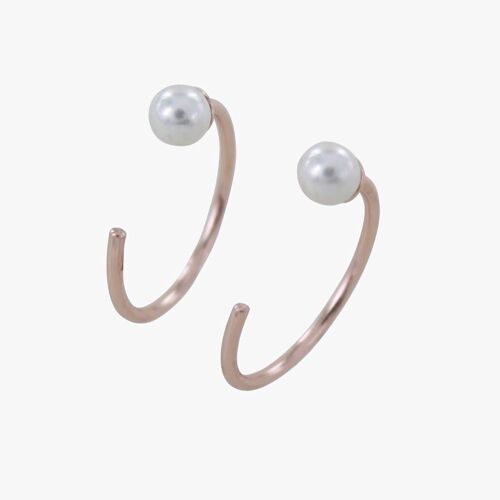 Crescent Pearl Hoop Earring