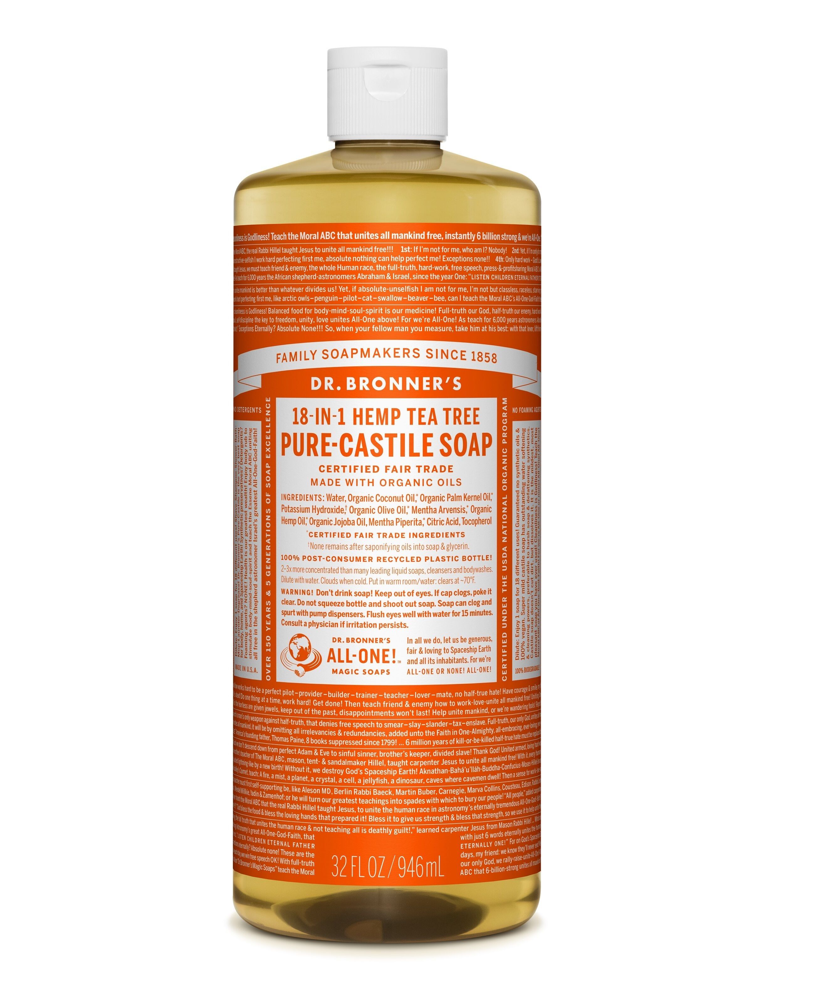 Dr. Bronner's Tea Tree Castile Liquid Soap 946ml