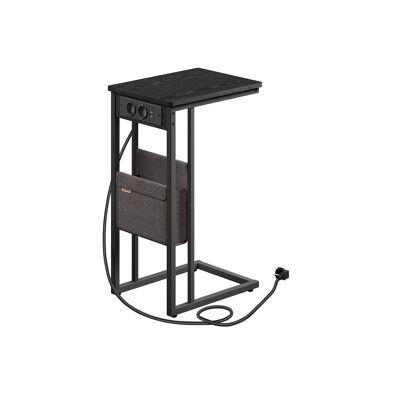 Mesa auxiliar en forma de C con 2 bases, color negro ébano, 30 x 40 x 62 cm