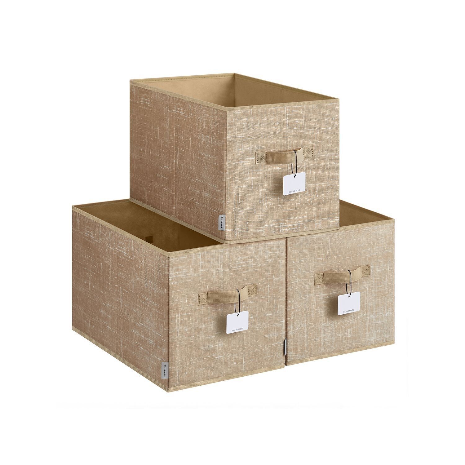 Coffret de rangement lot de 3 50 x 30 x 30 cm beige sable