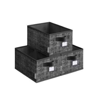 Set di 3 scatole portaoggetti 30 x 20 x 15 cm inchiostro nero