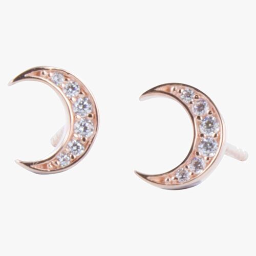 Moon Pave Stud Earrings Rose
