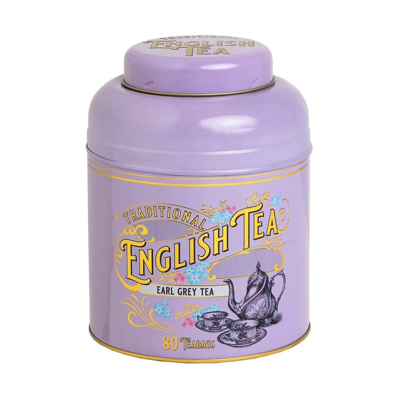 Boîte à thé victorienne à la lavande anglaise avec sachets de thé Earl Grey