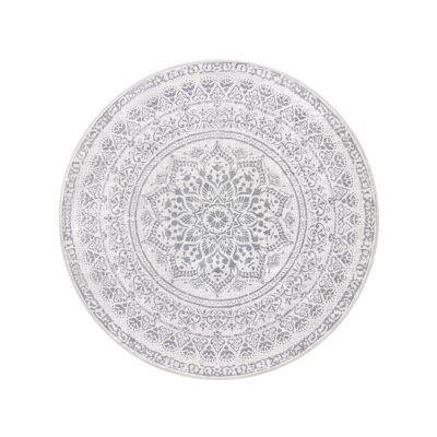 Tapis rond 120 cm d style bohème gris tourterelle