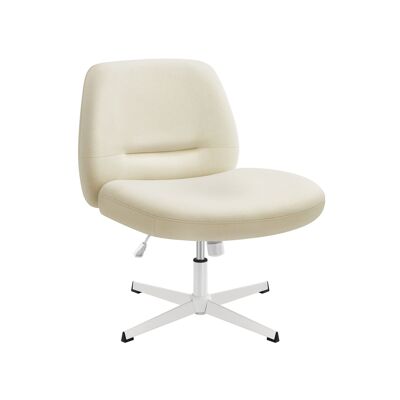 Silla de oficina con asiento ancho y base en cruz, color blanco crema, 72 x 72 x (75-83) cm (profundidad x anchura x altura) Altura del asiento: 41-49 cm Dimensiones del asiento: 50 x 67 cm