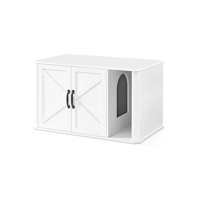Cat house with double doors and handles, cloud white, 85 x 48.5 x 50 cm