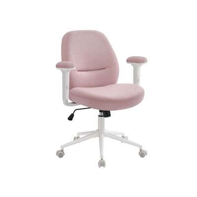 Chaise de bureau avec accoudoirs réglables, rose pastel, 66 x 66 x (86.5-94.5) cm (P x L x H) Hauteur du siège : 46-54 cm Dimensions du siège : 44 x 53 cm