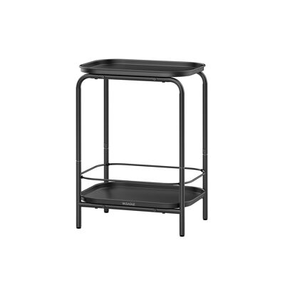 Tavolino laterale a 2 livelli, moderno nero inchiostro, 30 x 40 x 56 cm