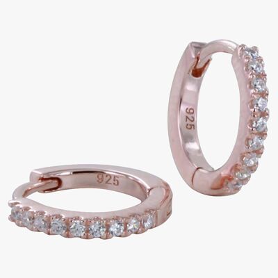 Pave Hoop Earrings Rose