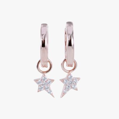 Starry Night Pave Hoop Earrings Rose