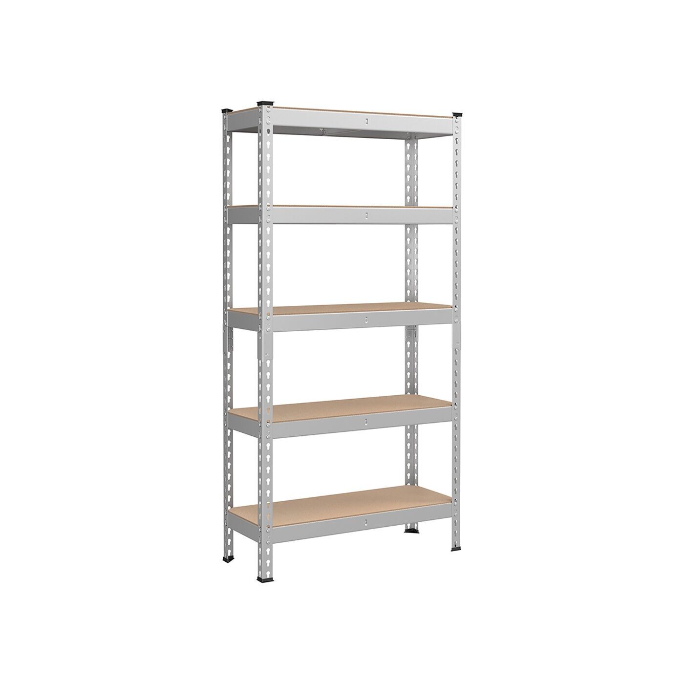 Sturdy wall cabinet with 5 shelves, 30 x 75 x 150 cm, silver
