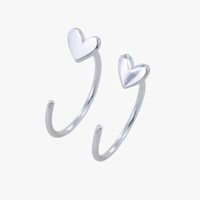 Crescent Heart Hoop Earrings