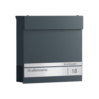 Buzón con placa de identificación y cerradura 10.5 x 37 x 37 cm gris antracita