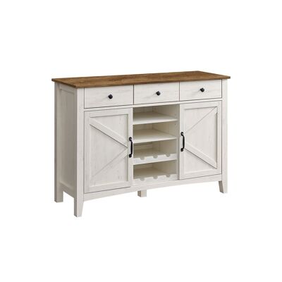 Meuble de cuisine avec casier à vin, blanc vintage-brun miel, 40 x 114.5 x 80 cm