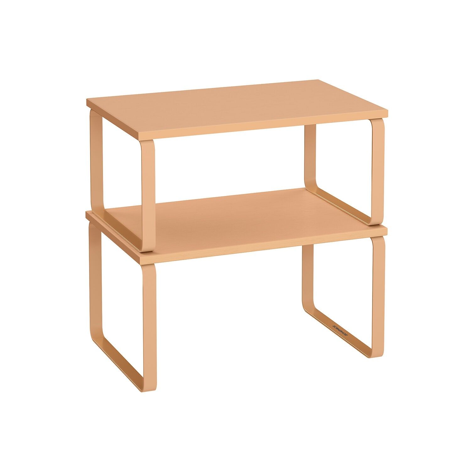 Spice rack set of 2 stackable peach-colored, 19.5 x 29.7 x 15.8 cm (D x W x H) Dimensions of the small shelf: 18.5 x 29.7 x 13.7 cm