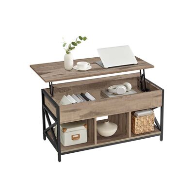 Mesa de centro 50x100x(46.5-62) cm marrón camello-negro