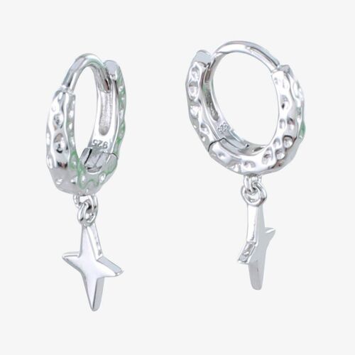 Textured Hoop and Star Earring