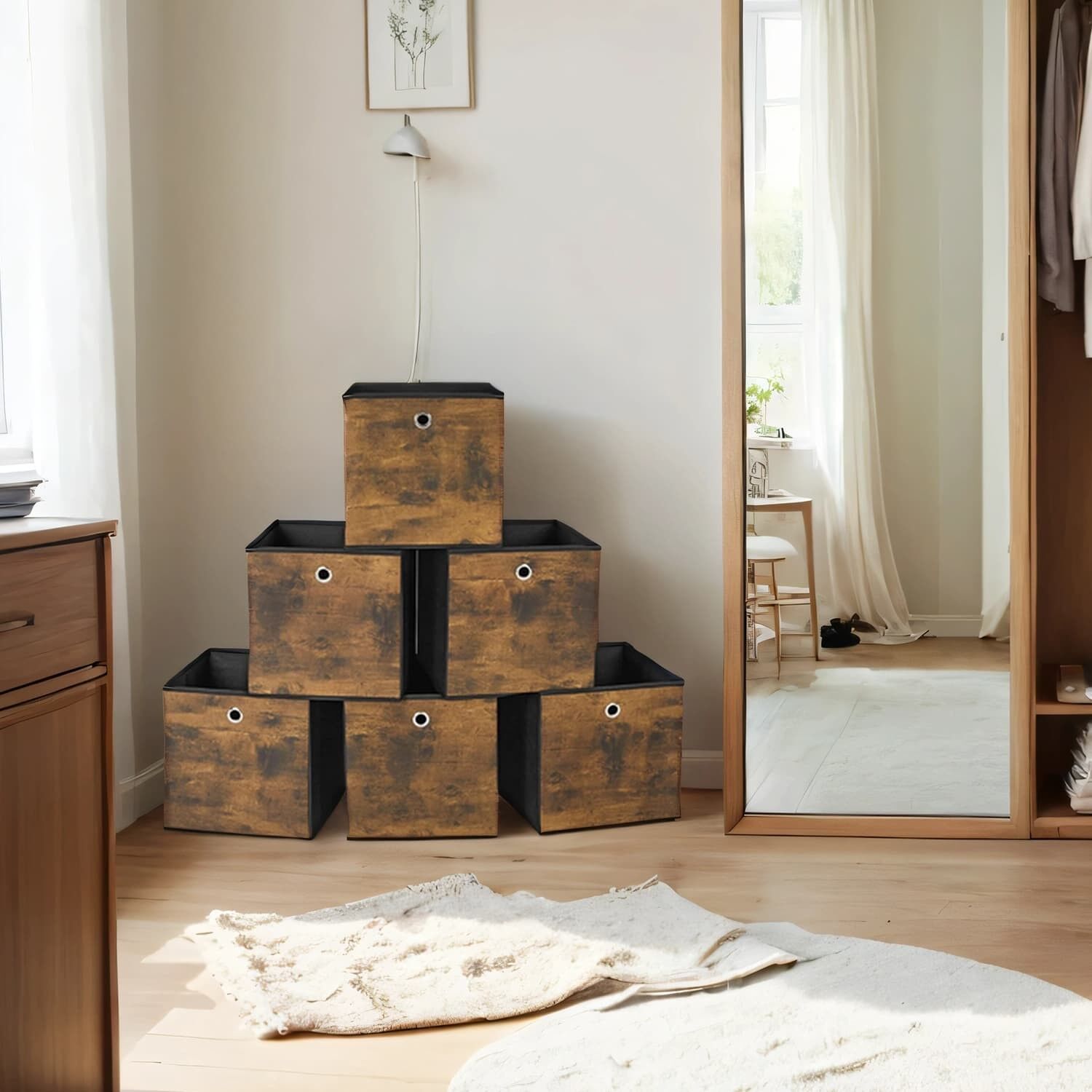 Storage box, set of 6, storage boxes, 30 x 30 x 30 cm