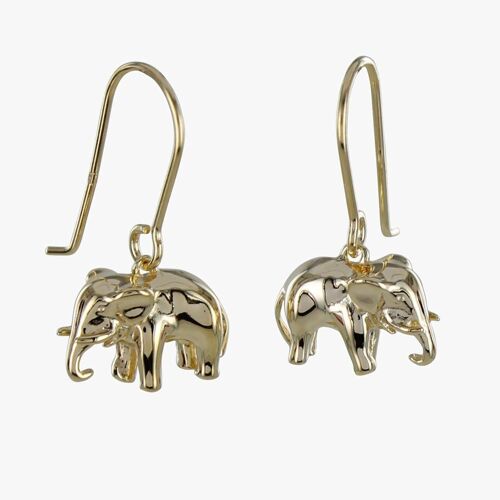 Sterling Silver Elephant Earrings Gold