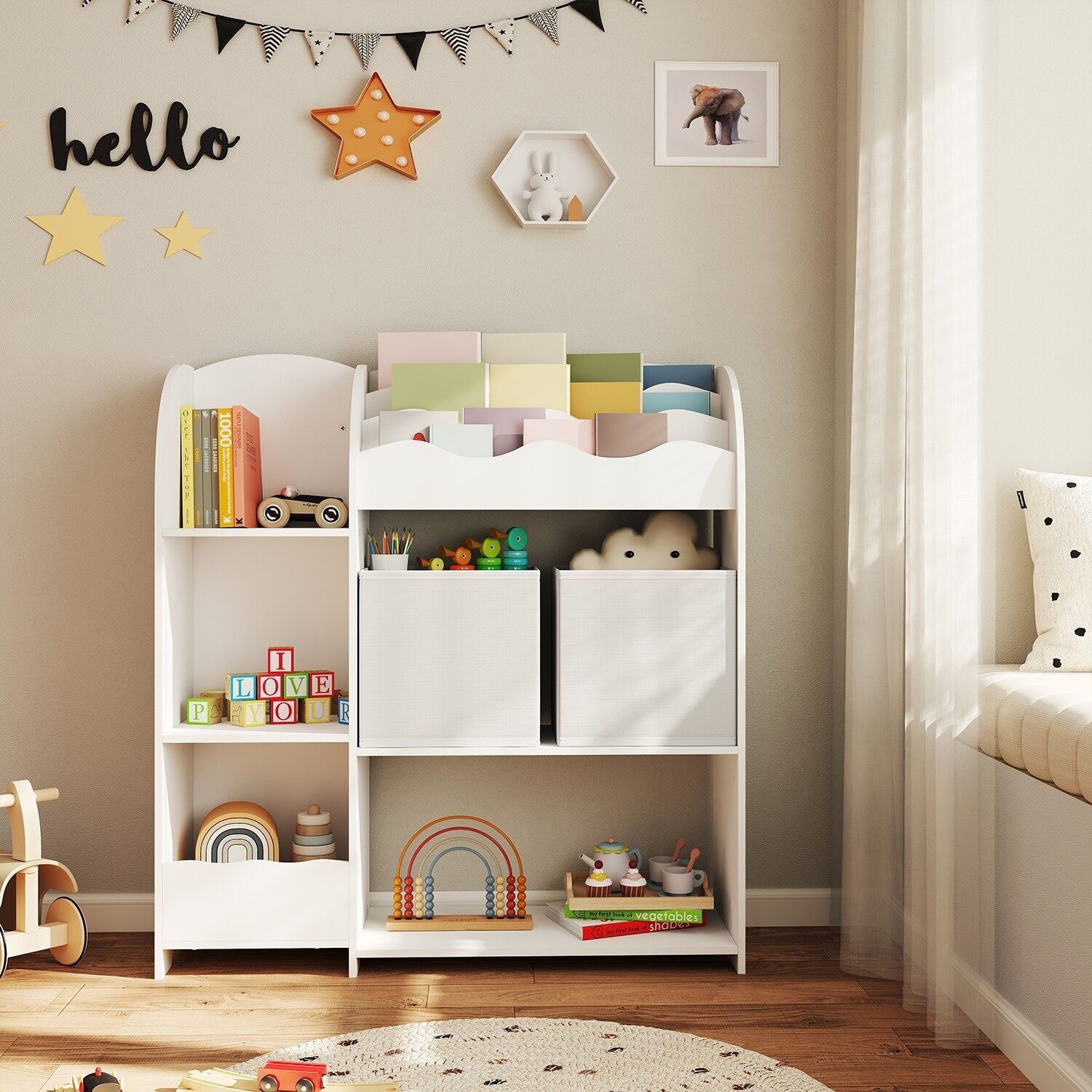 Bookshelf, shelf, with 2 storage compartments, 30 x 93 x 100 cm