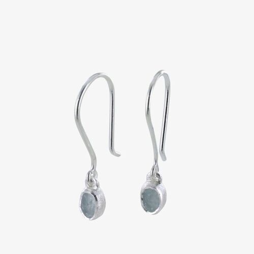 Sterling Silver Rough Stone Drop Earrings AQUA