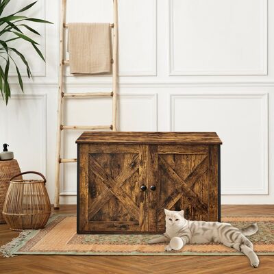 Cat house, cat litter box with removable partition, side table, 80 x 53 x 49.2 cm