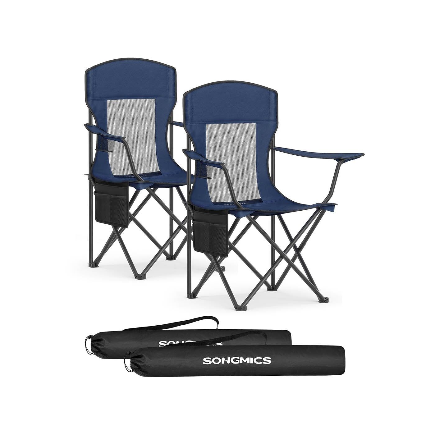 Ensemble de 2 chaises de camping avec accoudoirs réglables, bleu port, 51.5 x 86.5 x 97 cm (P x L x H) Surface d'assise : 52 x 52 cm (P x L) Hauteur du dossier : 54 cm