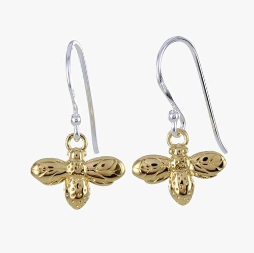 Bumble Bee Drop Sterling Silver Earrings Gold