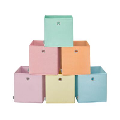 Lot de 6 boîtes de rangement 33 x 33 x 33 cm pour étagère cube colorée