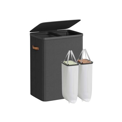 Cesta para ropa sucia 170 L con 2 compartimentos 56 x 40 x 75 cm color negro tinta