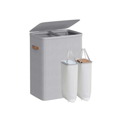 Cesta para ropa sucia 170 L con 2 compartimentos 56 x 40 x 75 cm gris paloma