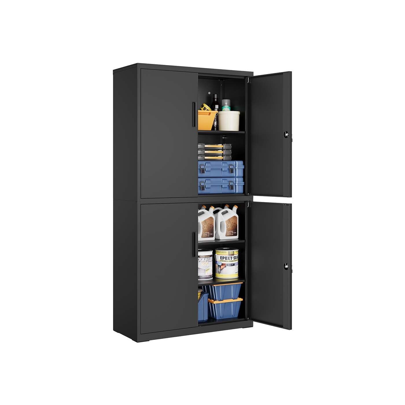 Filing cabinet with 4 doors and 5 levels 40 x 80 x 180 cm matt black