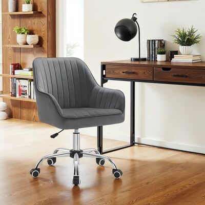 Chaise de bureau, chaise pivotante avec revêtement en velours, rembourrage en mousse, 64 x 62 x (80-90) cm (L x l x H) Hauteur d'assise : 45-55 cm