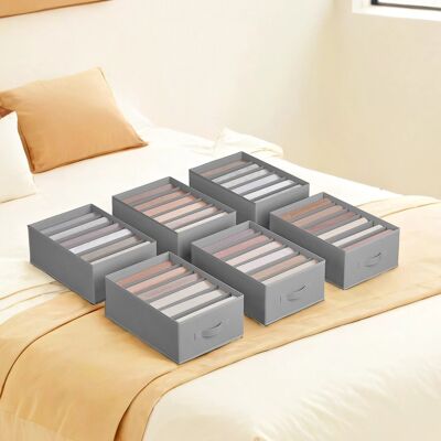 Organizador de armario, juego de 6, organizador de cajones plegable con 6 compartimentos, 42 x 30 x 17 cm