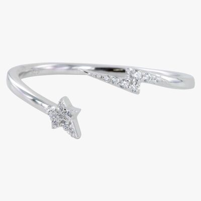 Lightning and Star Pave Ring