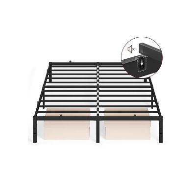 Metal double bed frame 160 x 200 cm modern ink black