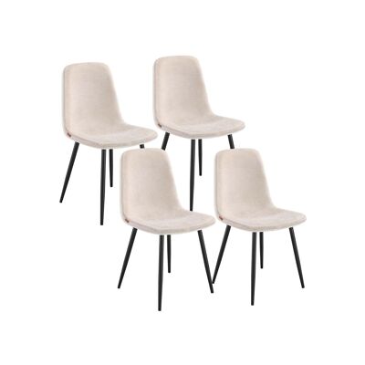 Juego de 4 sillas de comedor confeccionadas en tejido de chenilla de color blanco crema, 55x43.5 x 85. 5 cm