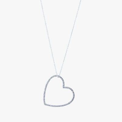Silhouette Heart Pave Necklace