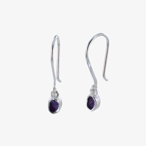 Sterling Silver Rough Stone Drop Earrings AMETHYST