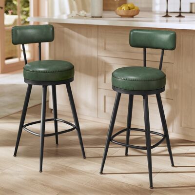 Collection EKHO - Lot de 2 tabourets de bar avec dossier, 54 x 54 x 91 cm (P x L x H) - Hauteur d'assise : 65 cm