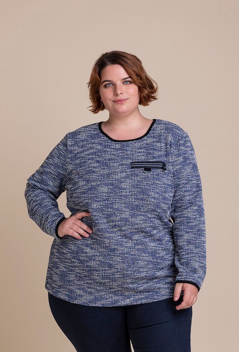 Tunique chinée bleu grande taille (C6177)