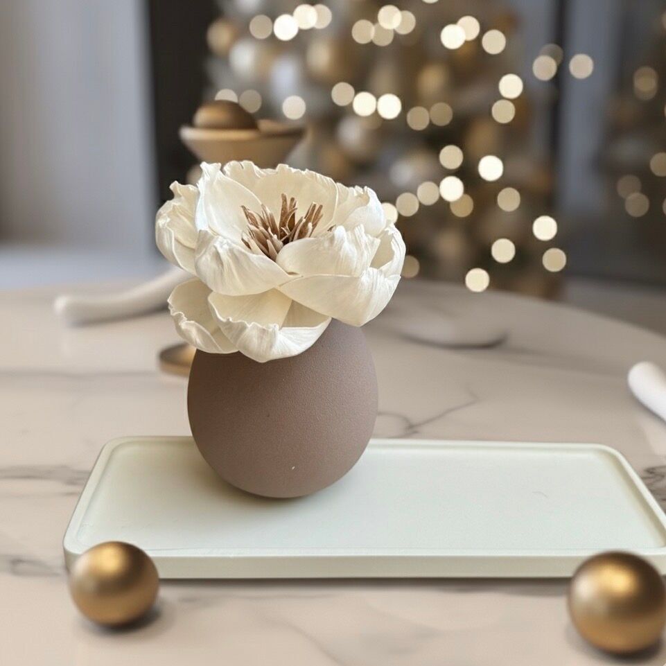 Natural fragrance diffuser, Tray Vase and flower - LEONI CHOCO - ANOQ